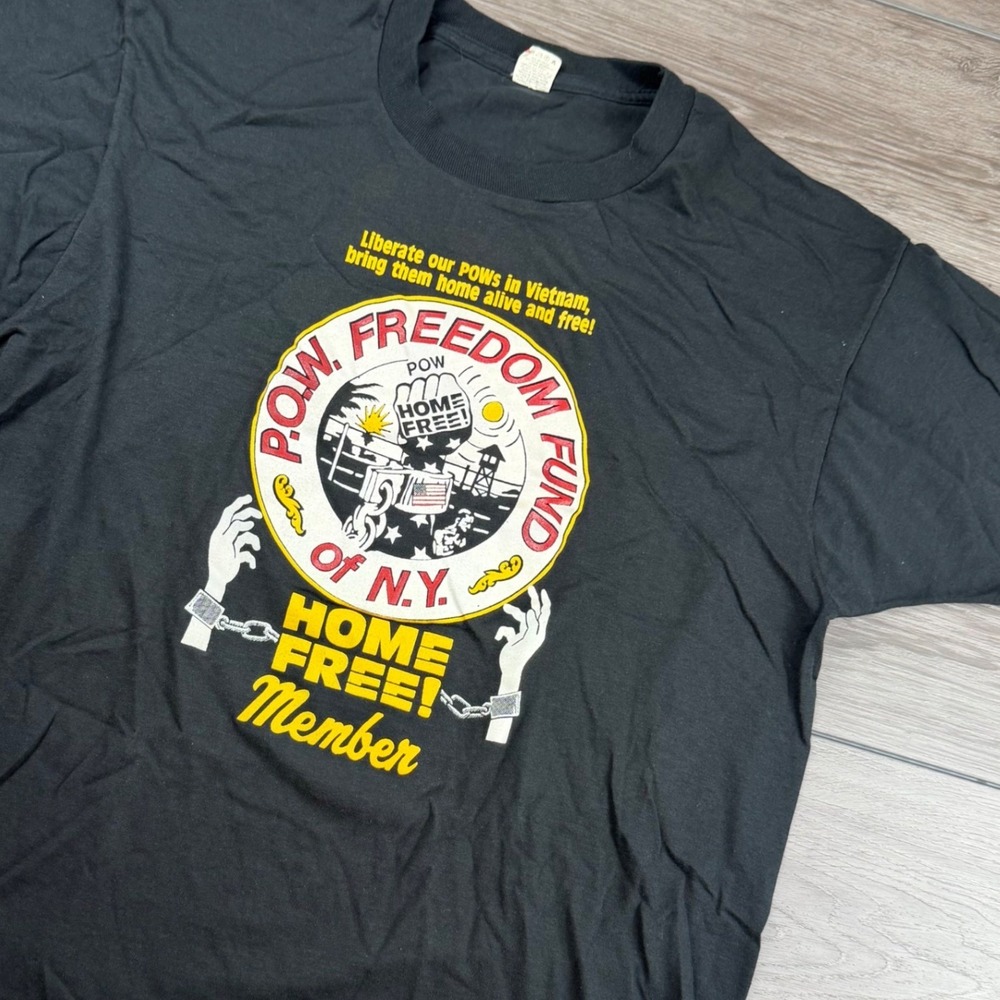 Screen Stars Mens T-Shirt POW Freedom Fund NY Vietnam War Black XL